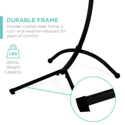 LoungeLoop™ Hanging LED-Lit Curved Chaise Lounge Chair with Pillow, Canopy & Stand